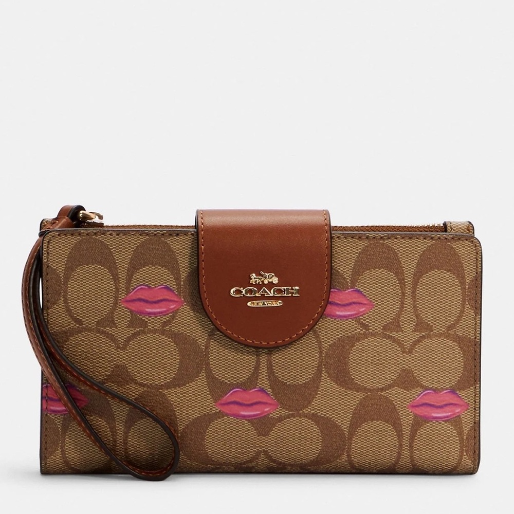 Monogram Coach Wallet Lips Canvas